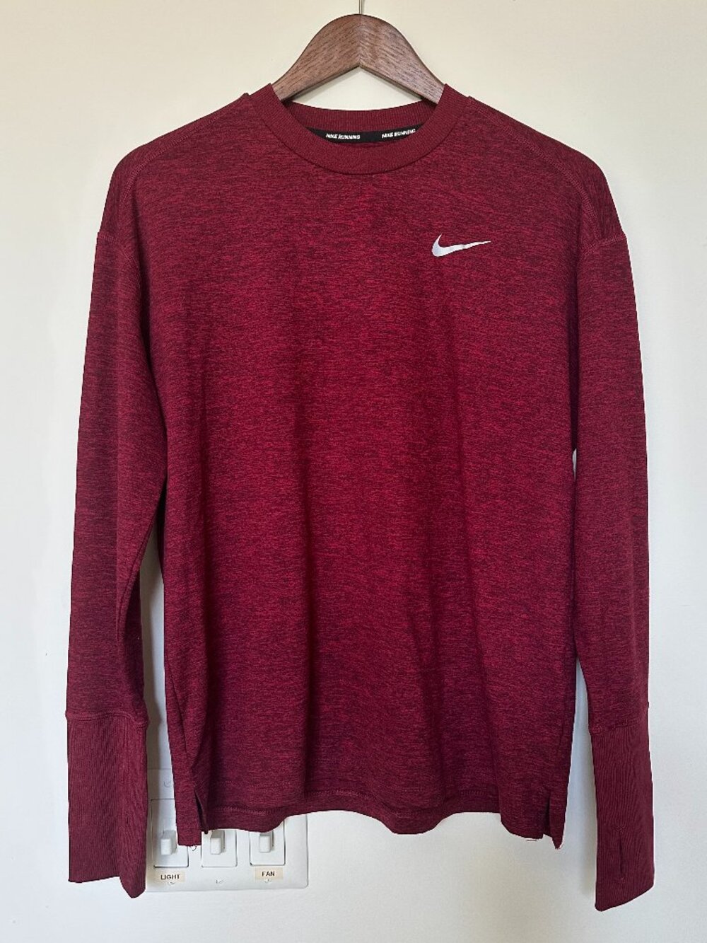 Nike Running Dri Fit Long Sleeve Red Top Size Medium